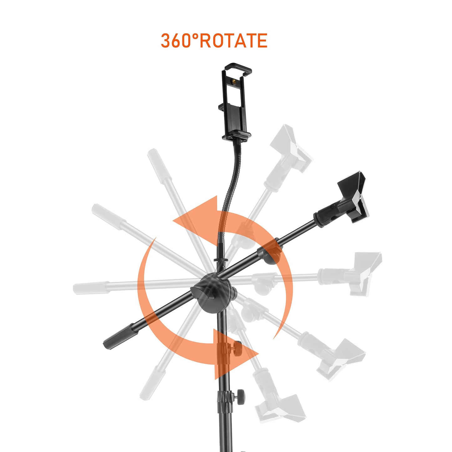 Microphone Stand Floor Foldable Mic Stand Heavy Duty Tripod Boom Arm with 2 Screws Adapter 2 Mic Clips 2 Foam Covers and Carrying Bag for Singing Karaoke Stage HLS02