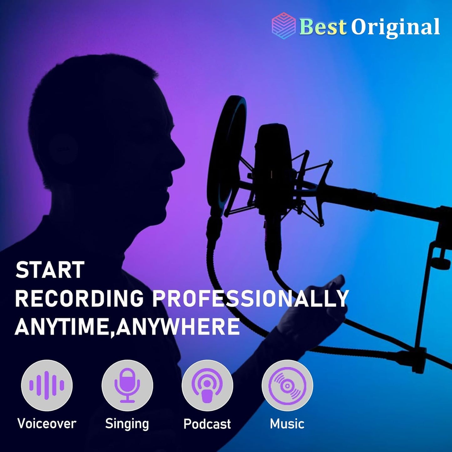 Portable Recording Booth with Adjustable LED Light & Thickened Soundproofing - Studio-Grade Echo-For Home portable vocal booth, Podcasting, Music - Includes Tablet Stand, Storage Shelf & Travel Bag