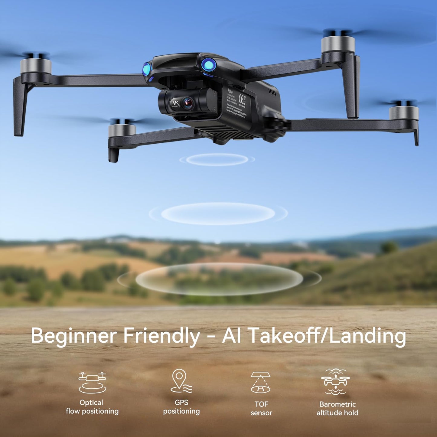 Ruko U11MINI 4K (RC3), Professional 8K Drone with 5.5" Touchcreen, Drones with camera for Adults 4K Video, 3-Axis Gimbal, 20000ft FPV Transmission, Under 249g FAA Exempt, Beginner (64-Min Flight)