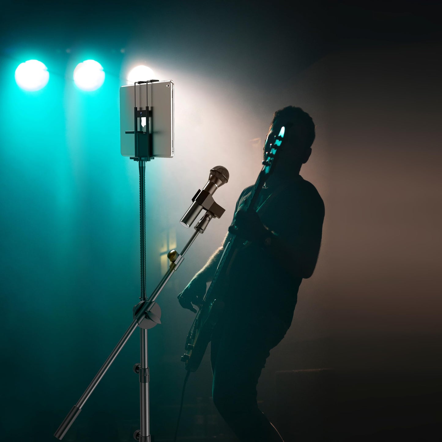 Microphone Stand Floor Foldable Mic Stand Heavy Duty Tripod Boom Arm with 2 Screws Adapter 2 Mic Clips 2 Foam Covers and Carrying Bag for Singing Karaoke Stage HLS02