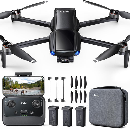 Ruko U11MINI 4K (RC3), Professional 8K Drone with 5.5" Touchcreen, Drones with camera for Adults 4K Video, 3-Axis Gimbal, 20000ft FPV Transmission, Under 249g FAA Exempt, Beginner (64-Min Flight)